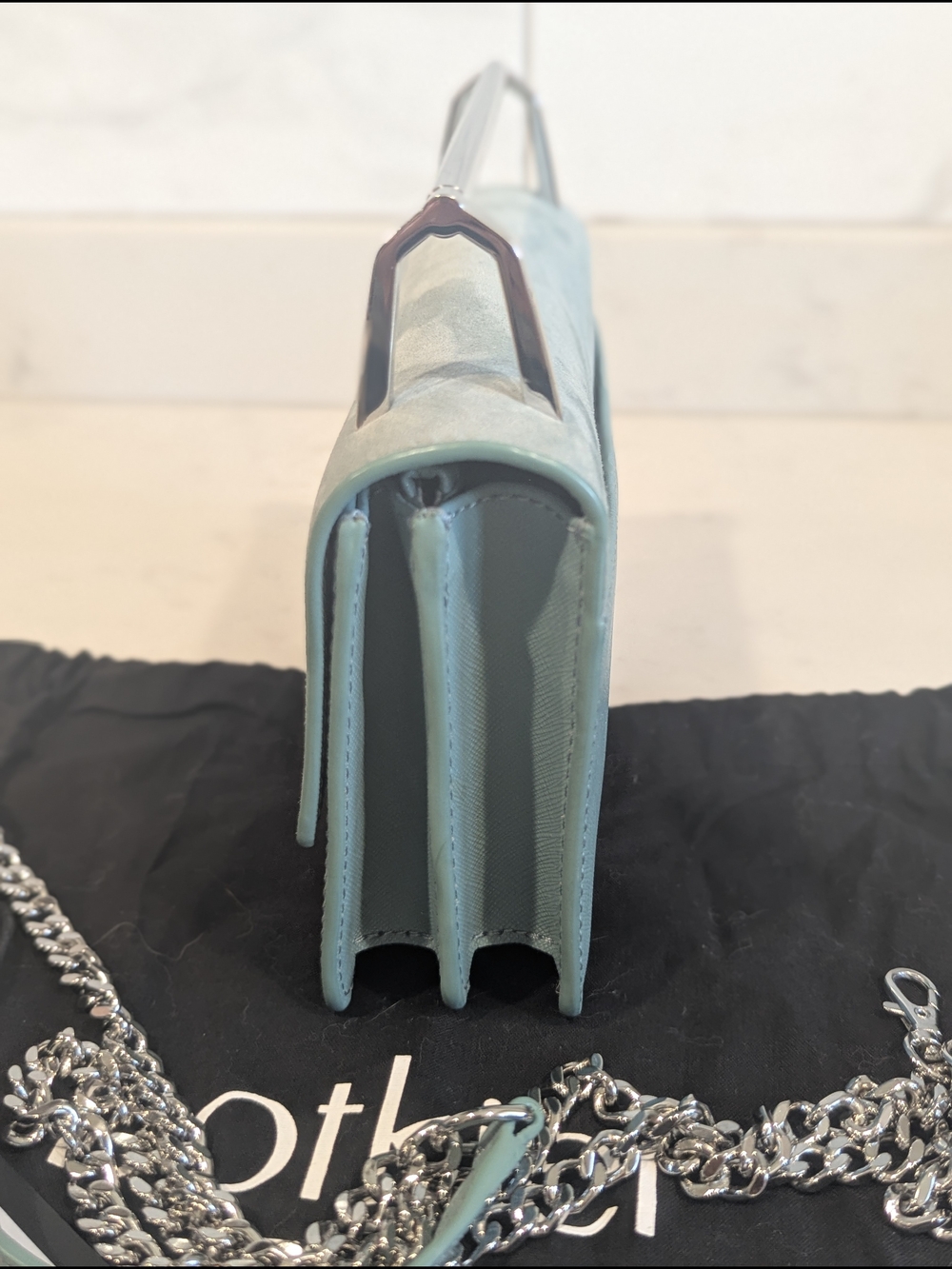 Botkier New York Lennox Blue Suede & Leather Chain Mini Shoulder Bag - Picture 6 of 10